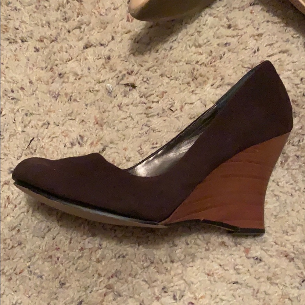Brown wedge heels
